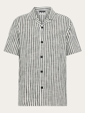KnowledgeCotton Apparel - MEN Relaxed linen blend short sleeve shirt Shirts 8036 Navy