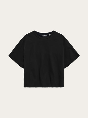 KnowledgeCotton Apparel - WMN Relaxed mercerized t-shirt T-shirts 1300 Black Jet