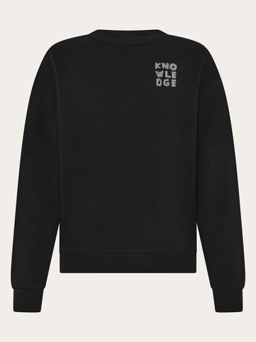 KnowledgeCotton Apparel - MEN Relaxed printed crew neck Sweats 1300 Black Jet