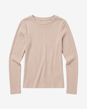 KnowledgeCotton Apparel - WMN Rib Scoop neck long sleeved Long Sleeves 1228 Light feather gray