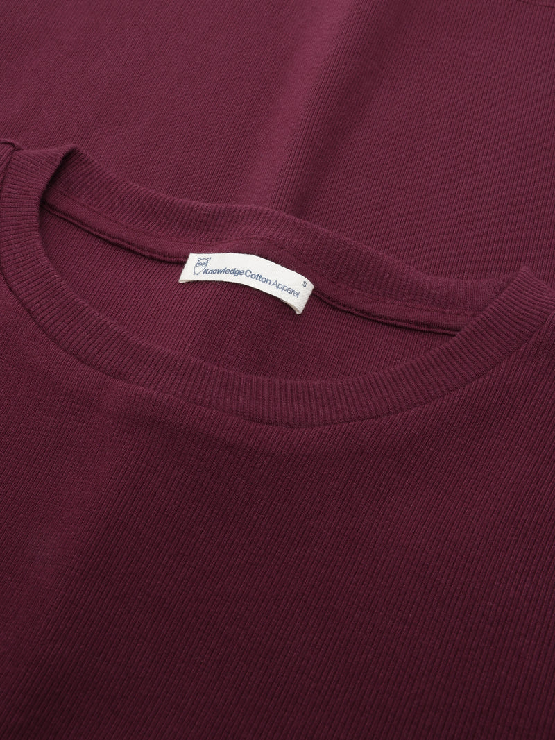 KnowledgeCotton Apparel - WMN Rib Scoop neck long sleeved Long Sleeves 1281 Fig