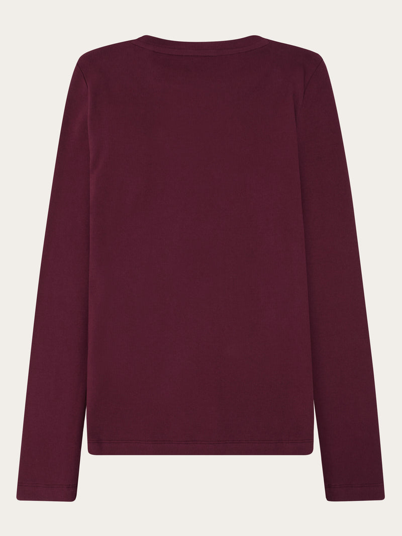 KnowledgeCotton Apparel - WMN Rib Scoop neck long sleeved Long Sleeves 1281 Fig