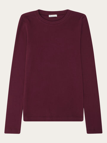 KnowledgeCotton Apparel - WMN Rib Scoop neck long sleeved Long Sleeves 1281 Fig