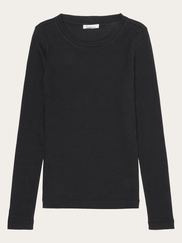 Rib Scoop neck long sleeved - Black Jet – KnowledgeCotton
