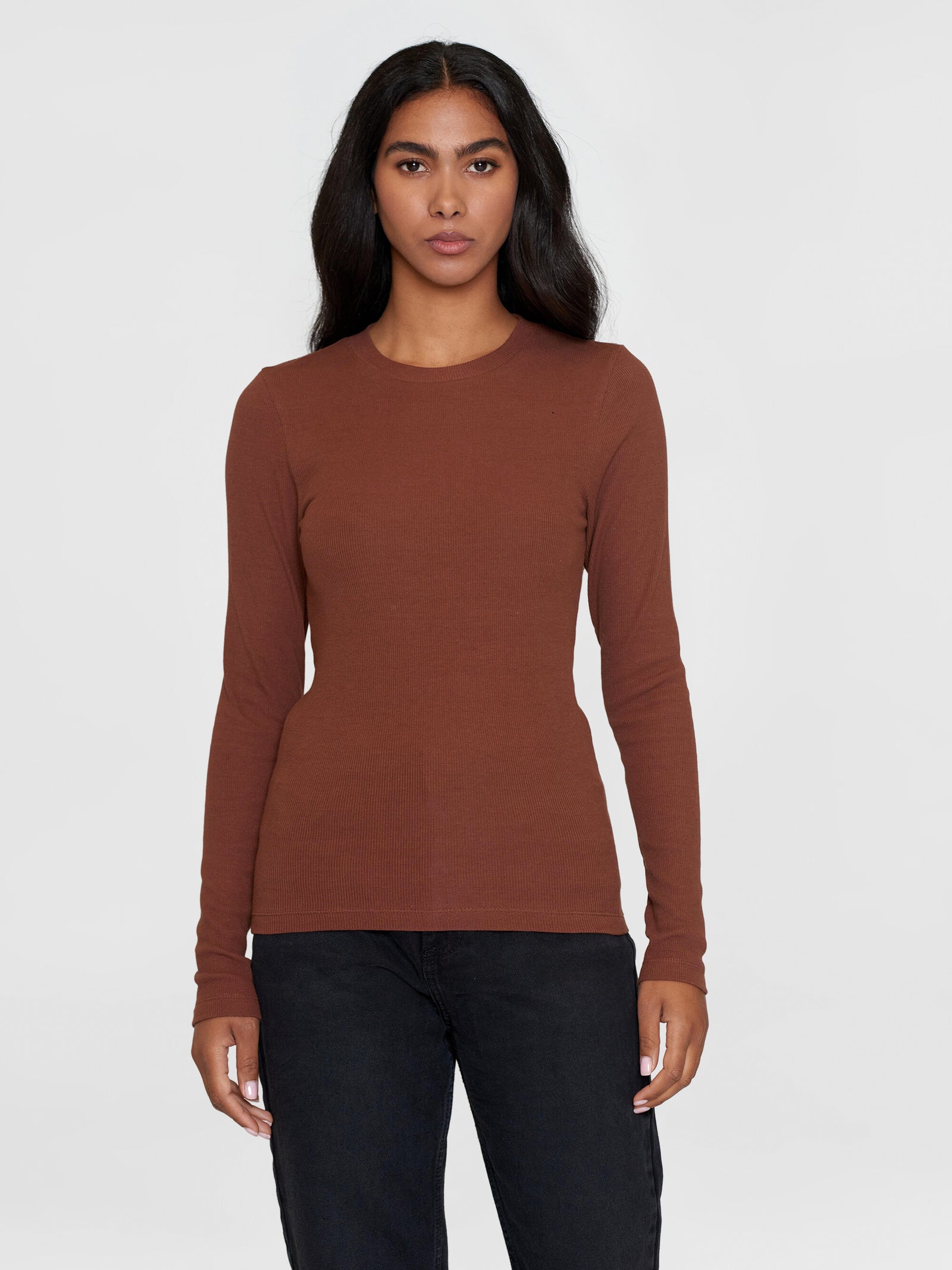 Rib Scoop neck long sleeved - Tiramisu – KnowledgeCotton