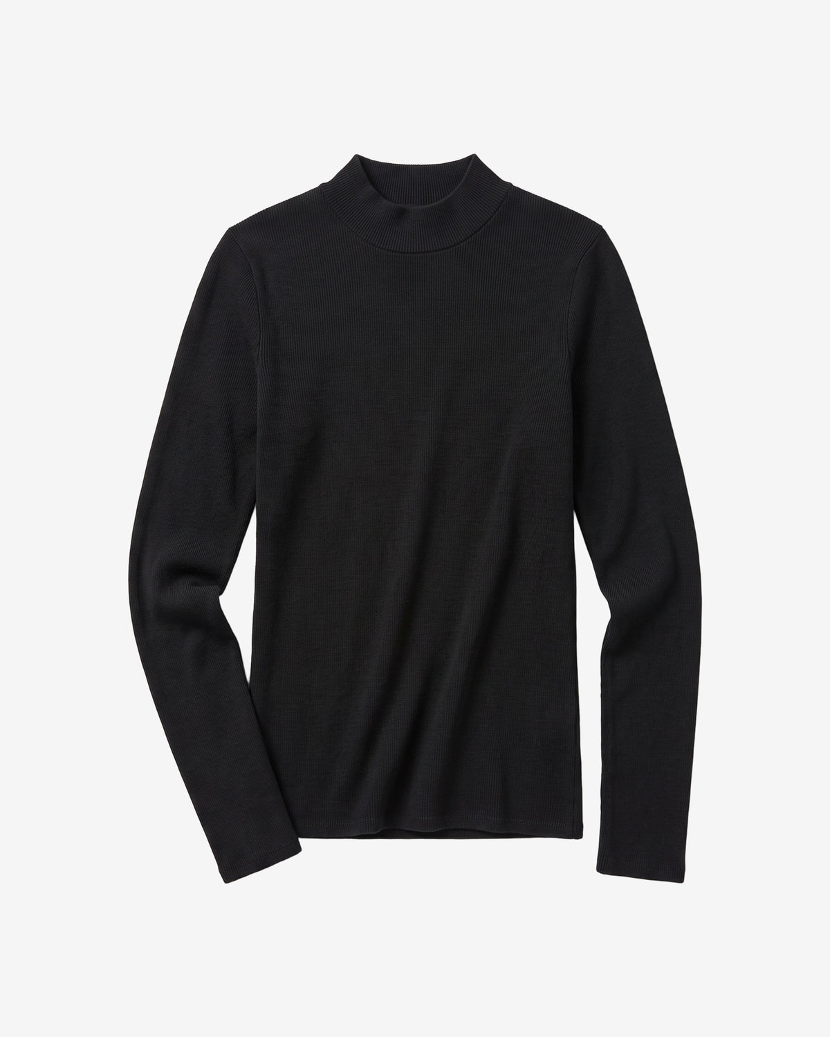 KnowledgeCotton Apparel - WMN Rib high neck LS Long Sleeves 1300 Black Jet