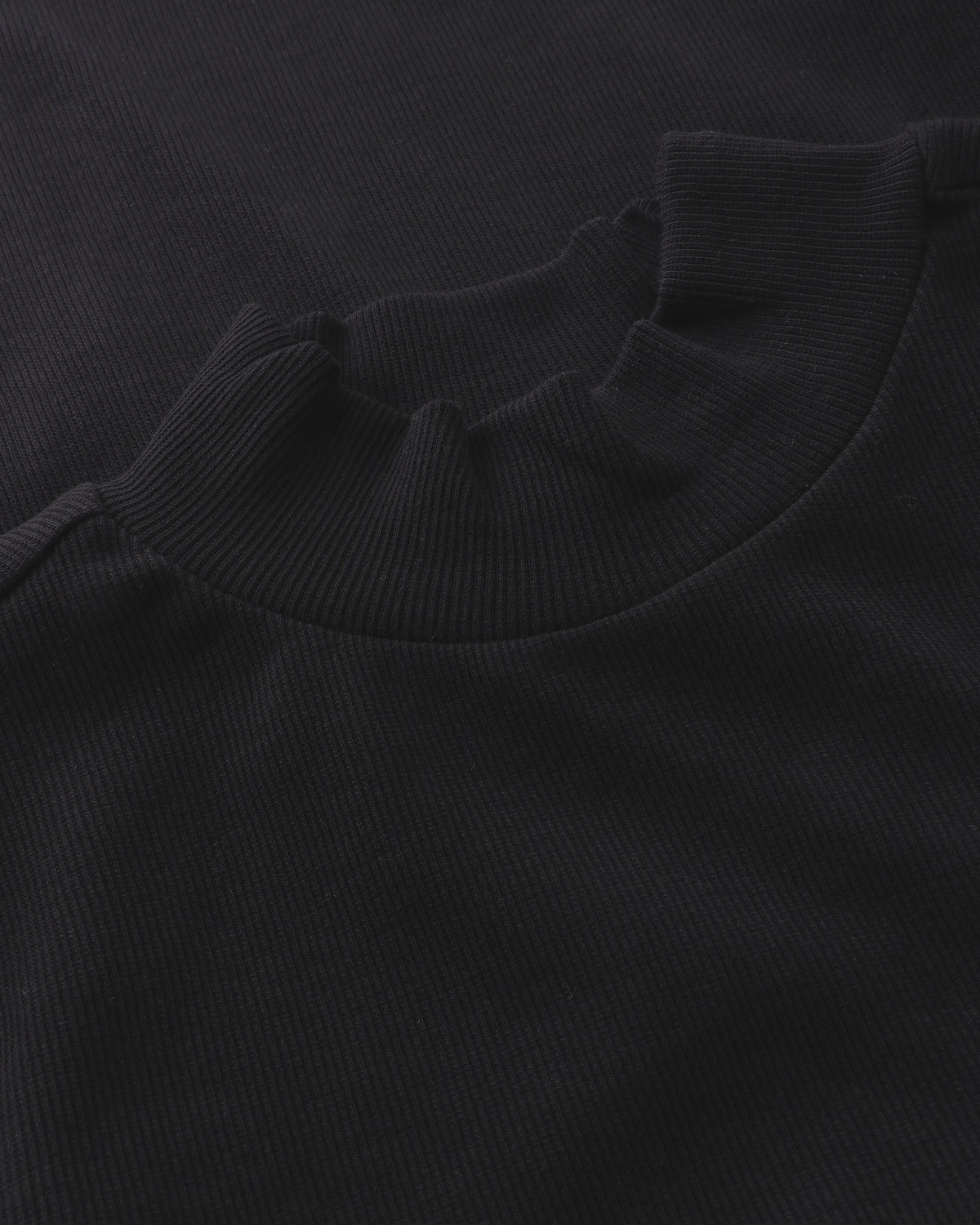 KnowledgeCotton Apparel - WMN Rib high neck LS Long Sleeves 1300 Black Jet