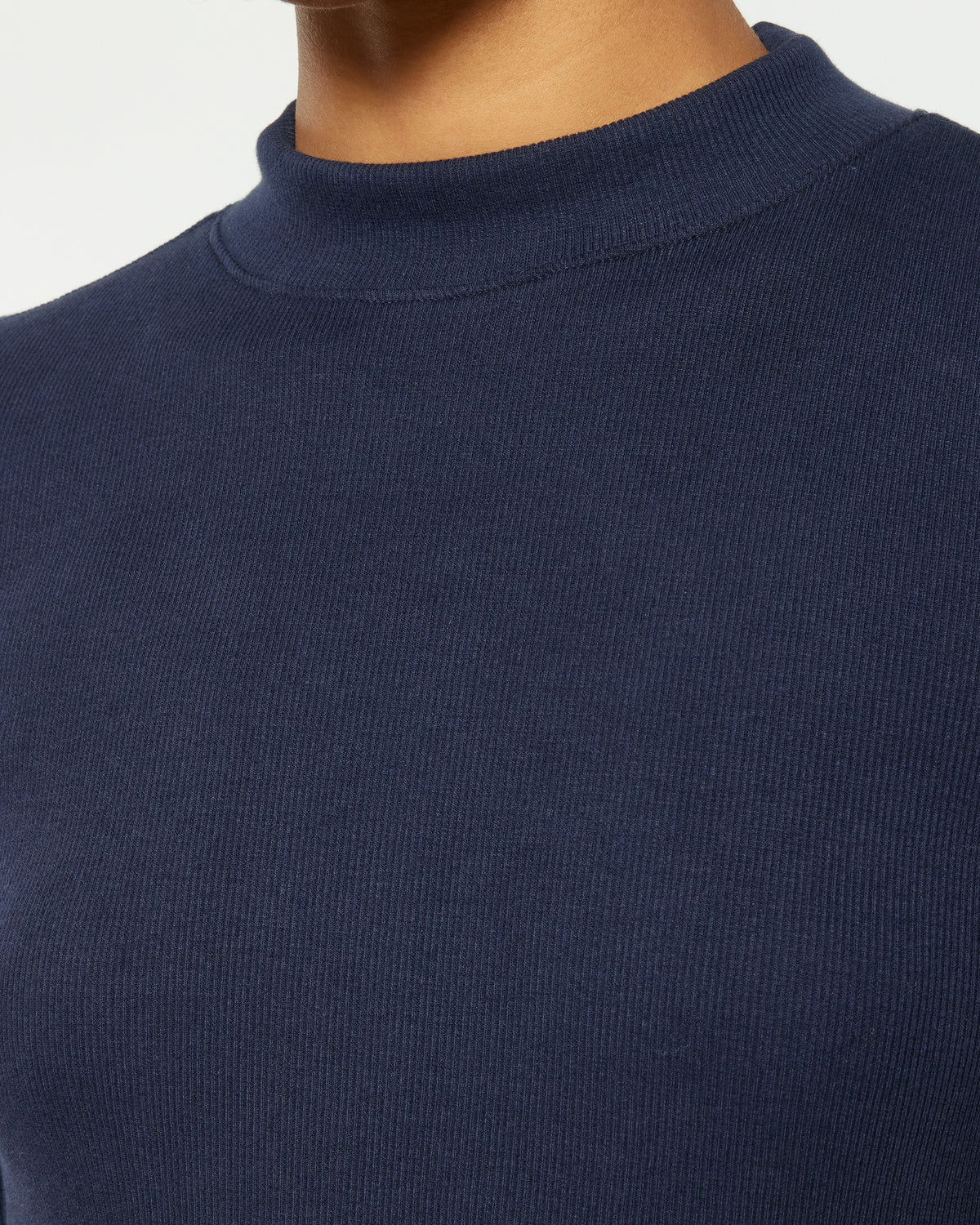 KnowledgeCotton Apparel - WMN Rib high neck LS Long Sleeves 1412 Night Sky