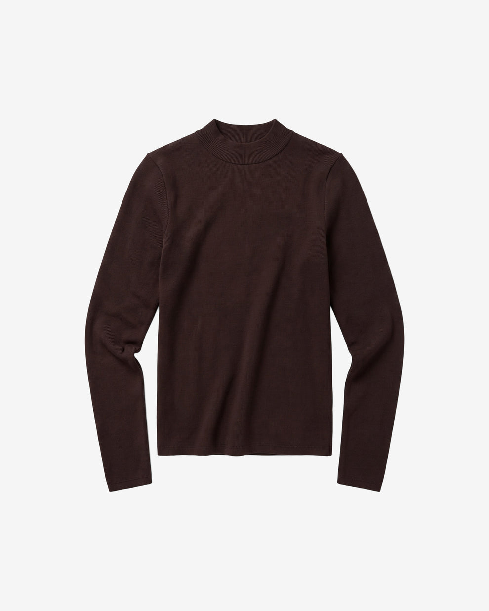 KnowledgeCotton Apparel - WMN Rib high neck LS Long Sleeves 1487 Chocolate Torte