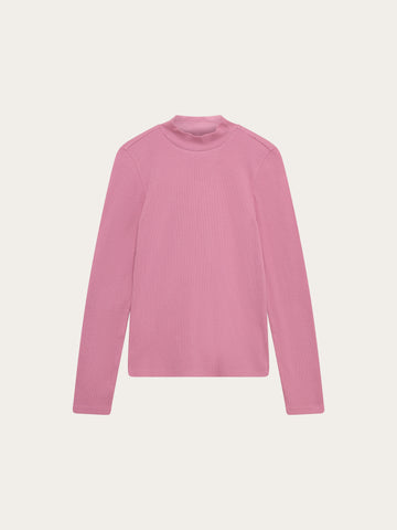 KnowledgeCotton Apparel - WMN Rib high neck LS Long Sleeves 1503 Orchid Haze