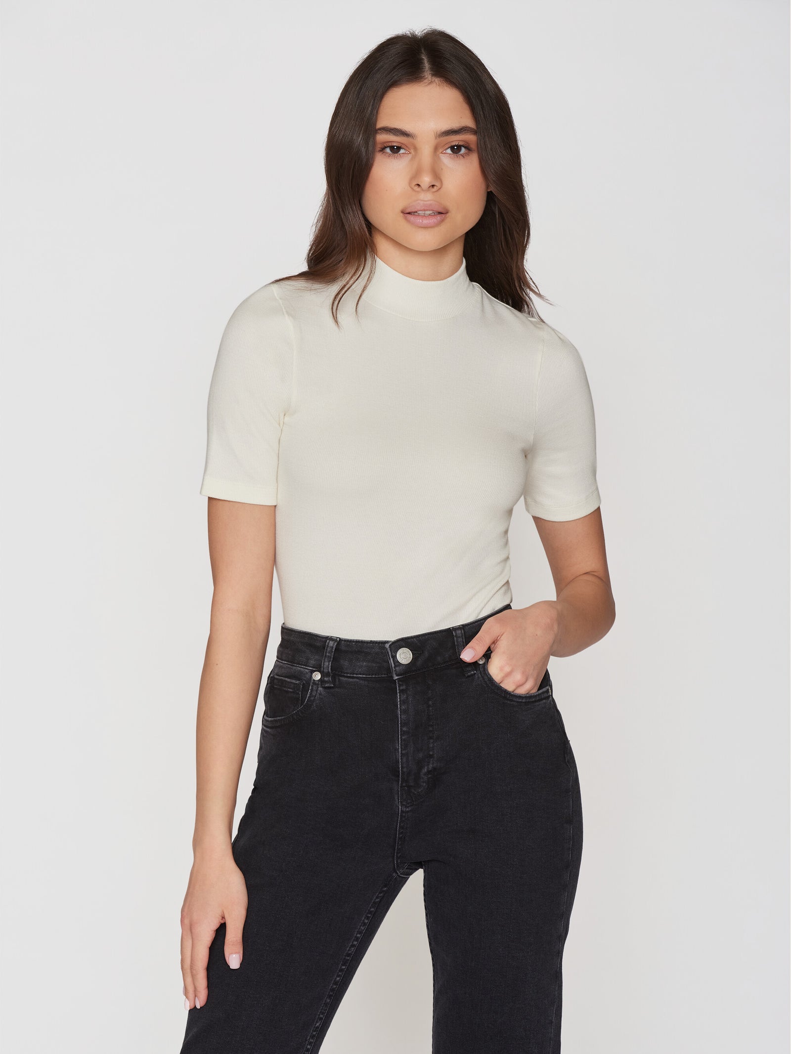 Rib high neck SS - Star White