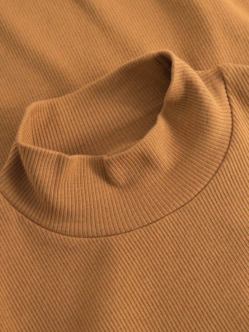 KnowledgeCotton Apparel - WMN Rib high neck long sleeve T-shirts 1366 Brown Sugar