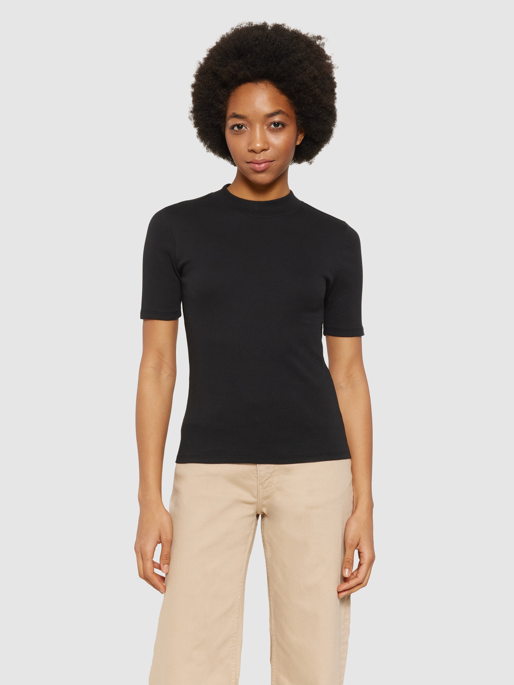 Merino rib long sleeve t-shirt - Black Jet