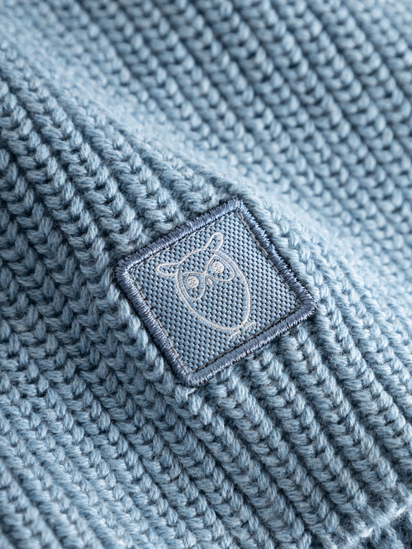 KnowledgeCotton Apparel - UNI Rib knit scarf Scarfs 1414 Dusty Blue Melange