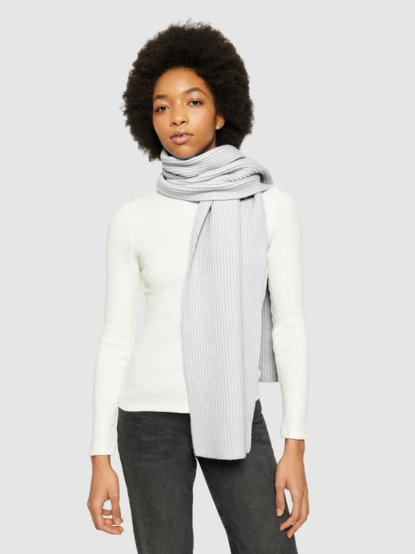 KnowledgeCotton Apparel - UNI Rib knit scarf - RWS Scarfs 1012 Grey Melange