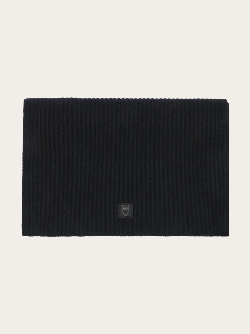 KnowledgeCotton Apparel - UNI Rib knit scarf - RWS Scarfs 1300 Black Jet