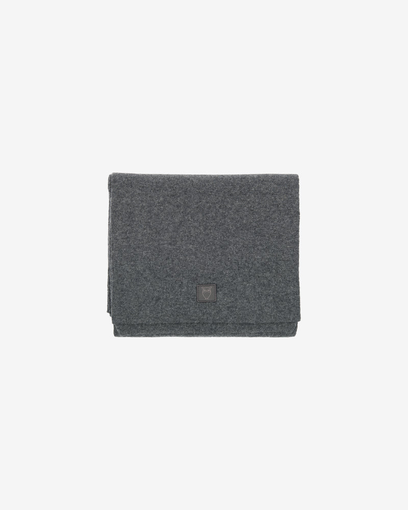 KnowledgeCotton Apparel - UNI Rib knit wool scarf Scarfs 1073 Dark Grey Melange