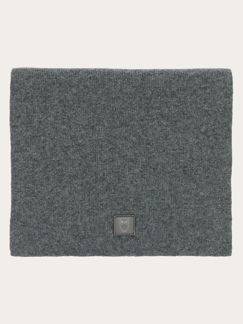 KnowledgeCotton Apparel - UNI Rib knit wool scarf Scarfs 1073 Dark Grey Melange
