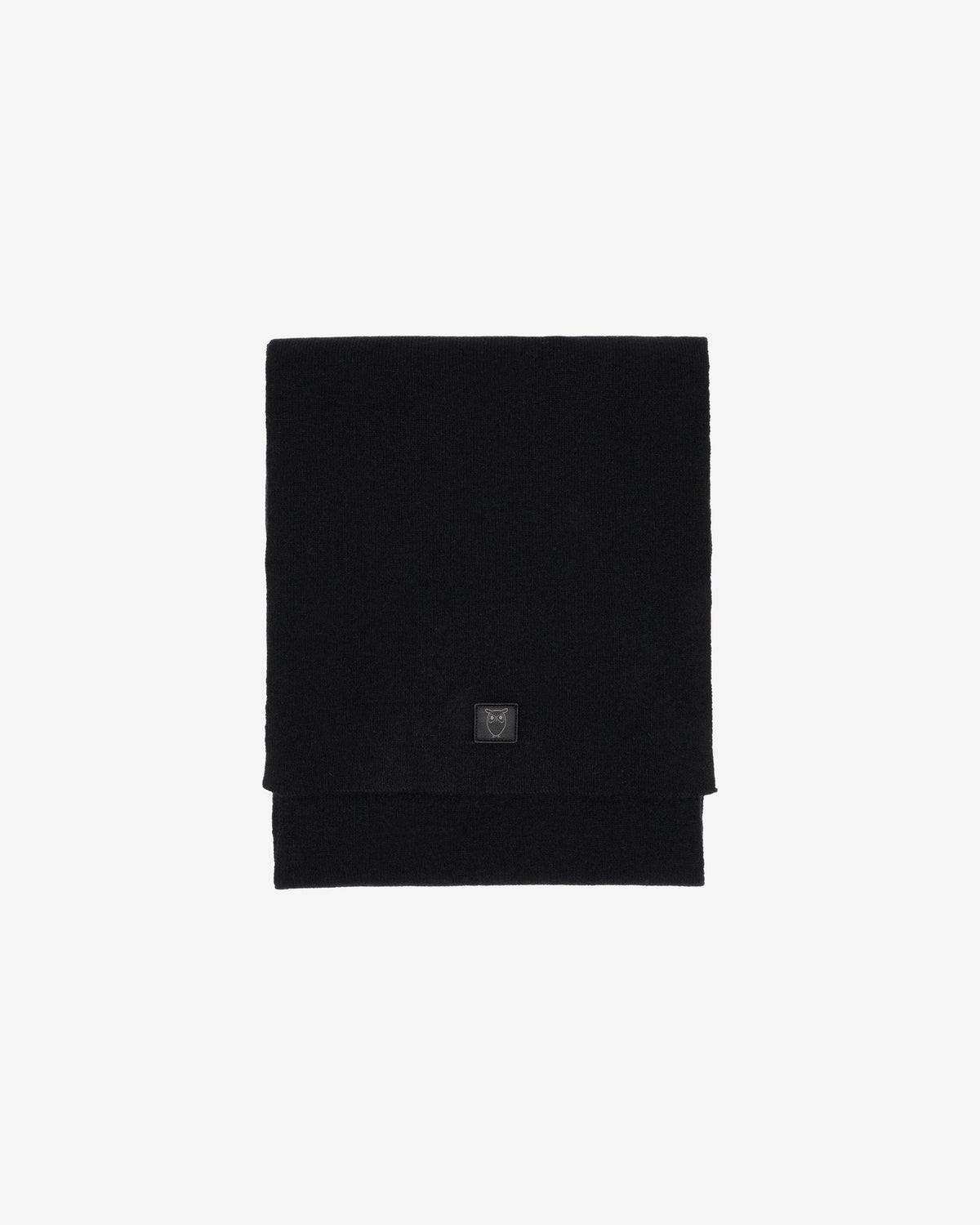 KnowledgeCotton Apparel - UNI Rib knit wool scarf Scarfs 1300 Black Jet
