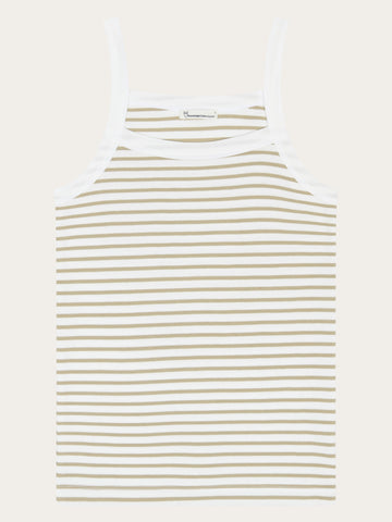 KnowledgeCotton Apparel - WMN Rib strap top T-shirts 8033 Creme Stripe
