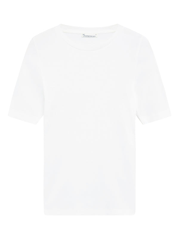 KnowledgeCotton Apparel - WMN Rib t-shirt T-shirts 1007 Star White
