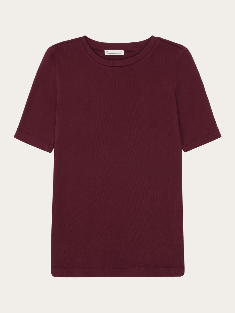 KnowledgeCotton Apparel - WMN Rib t-shirt T-shirts 1281 Fig