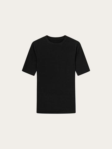 KnowledgeCotton Apparel - WMN Rib t-shirt T-shirts 1300 Black Jet