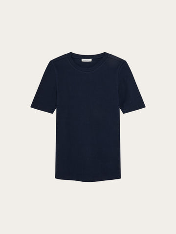 KnowledgeCotton Apparel - WMN Rib t-shirt T-shirts 1412 Night Sky
