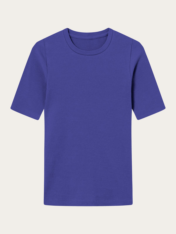 KnowledgeCotton Apparel - WMN Rib t-shirt T-shirts 1416 Deep Purple