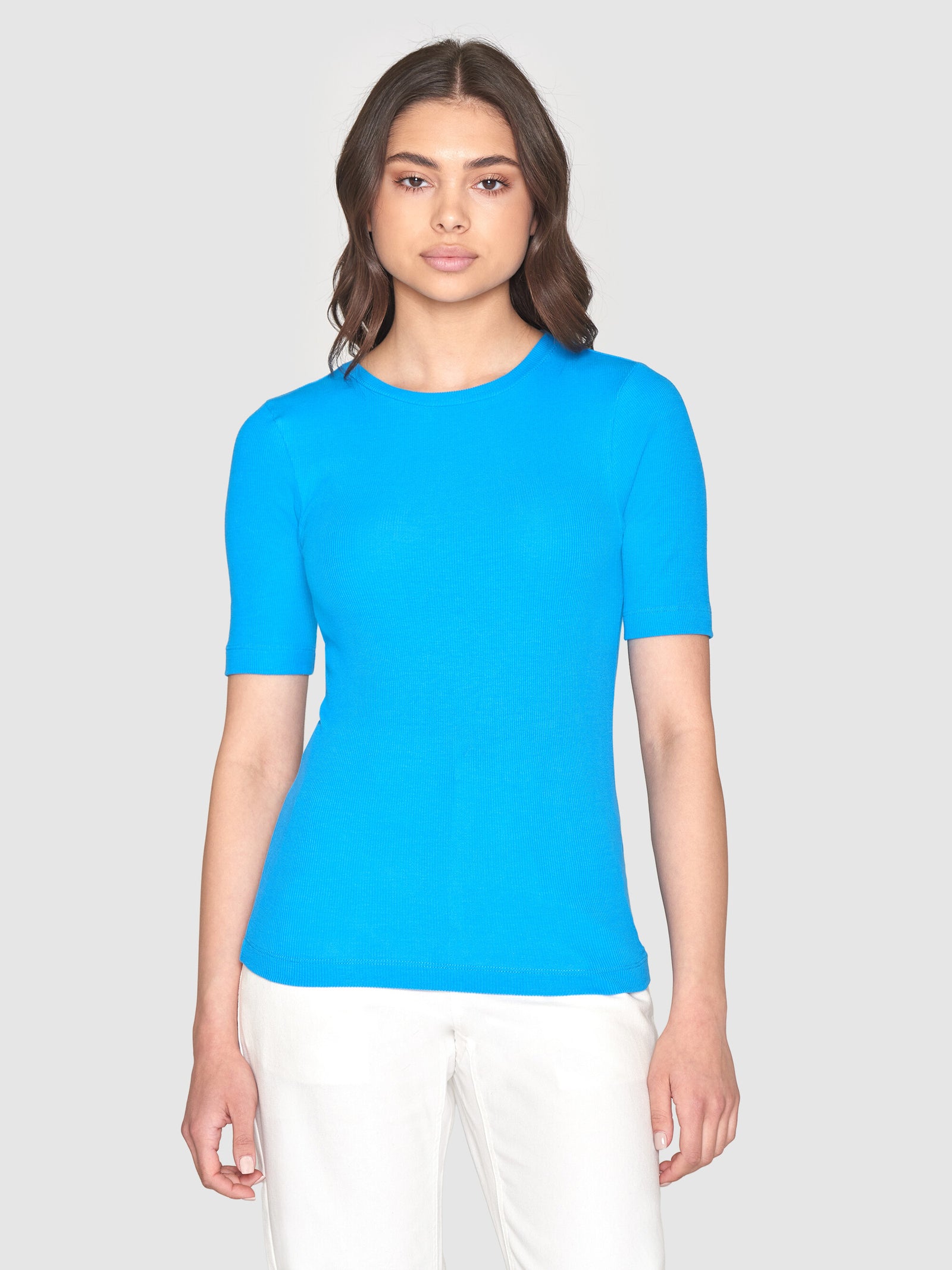 Rib t-shirt - Malibu Blue – KnowledgeCotton Apparel Europe