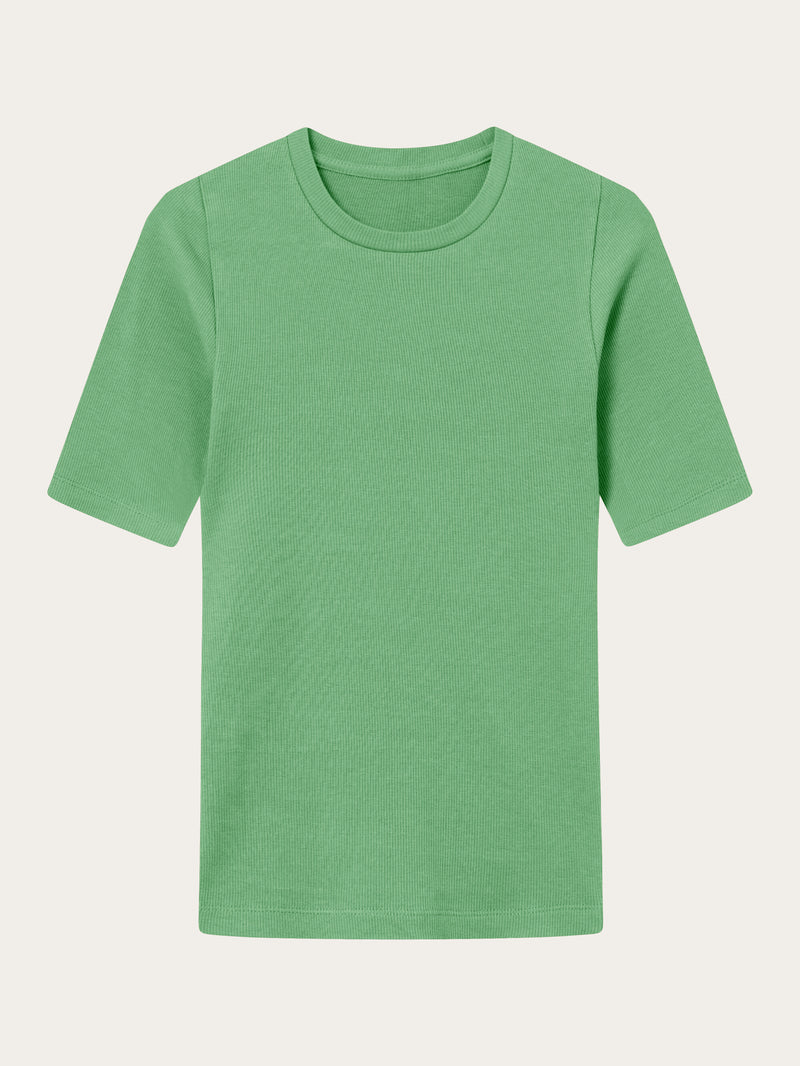 KnowledgeCotton Apparel - WMN Rib t-shirt T-shirts 1454 Shale Green