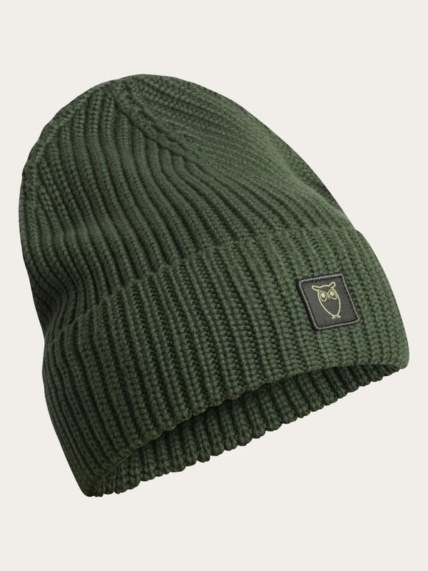 KnowledgeCotton Apparel - UNI Ribbing hat Hats 1278 Green Forest