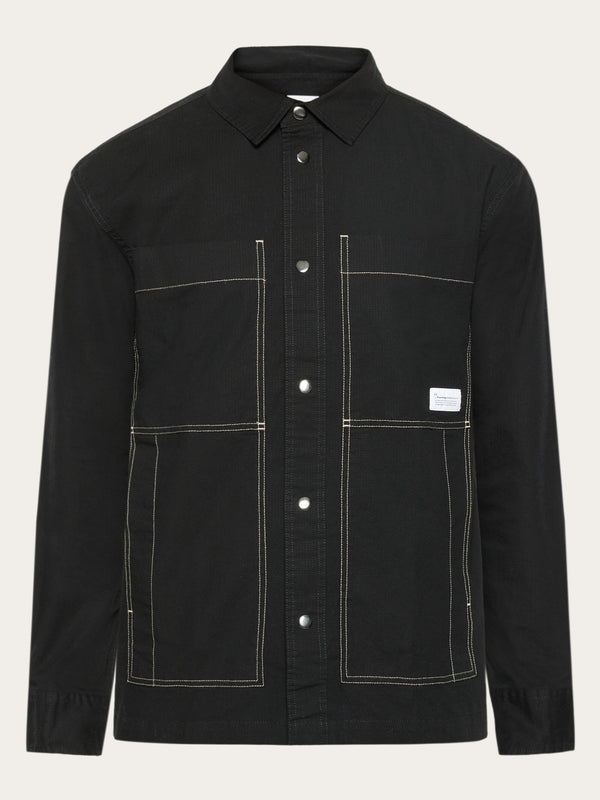 KnowledgeCotton Apparel - MEN Ribstop overshirt - GOTS/Vegan Overshirts 1300 Black Jet