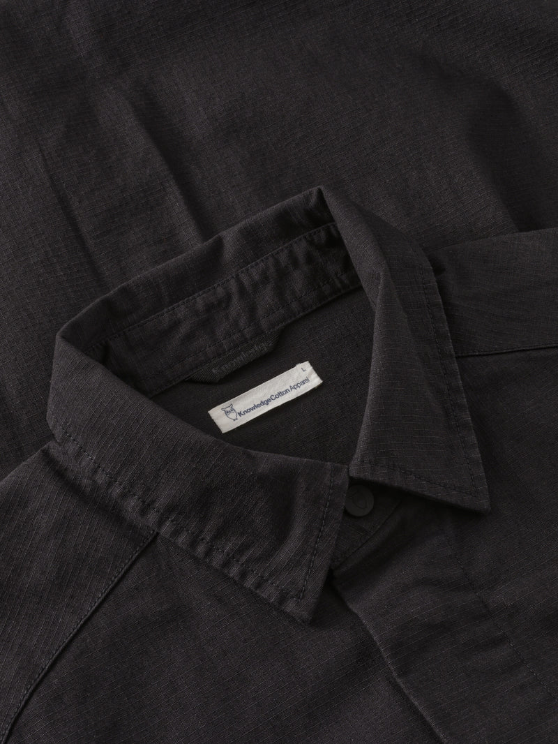 KnowledgeCotton Apparel - MEN Ripstop overshirt - GOTS/Vegan Jackets 1300 Black Jet