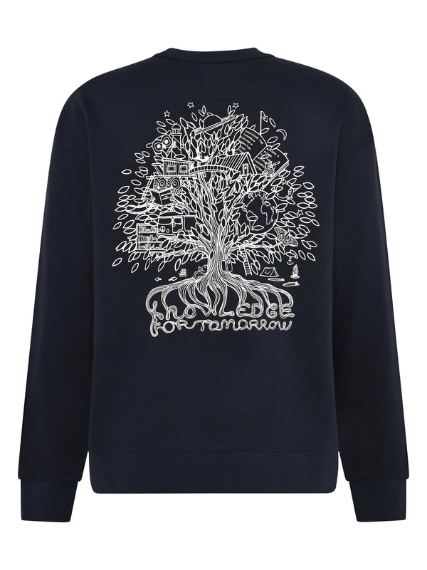 KnowledgeCotton Apparel - MEN SOS Organic Cotton Back Print Crew Neck - GOTS/Vegan Sweats 1412 Night Sky
