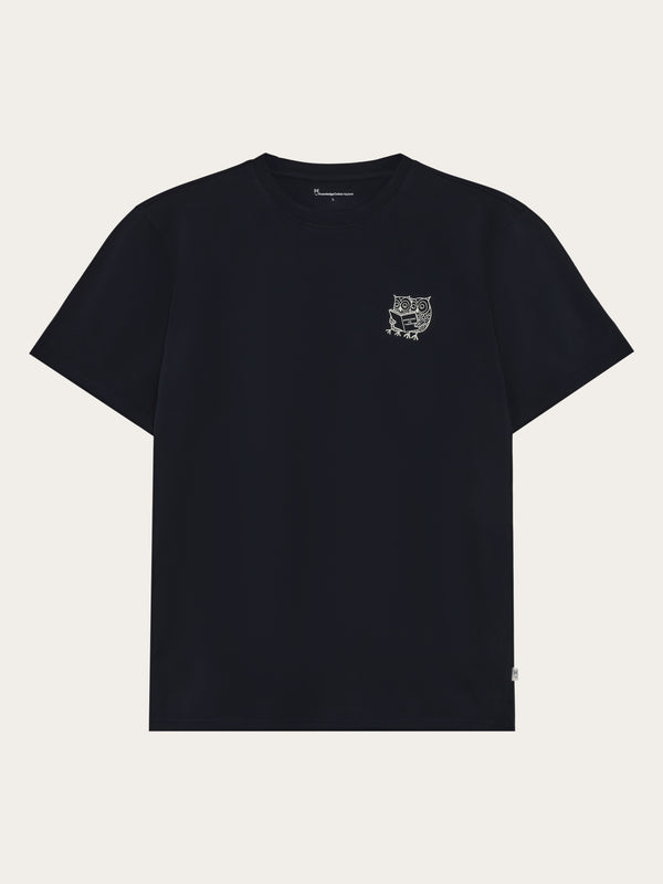 KnowledgeCotton Apparel - MEN SOS Regenerative Organic Cotton Chest Print T-Shirt GOTS/Vegan T-shirts 1412 Night Sky