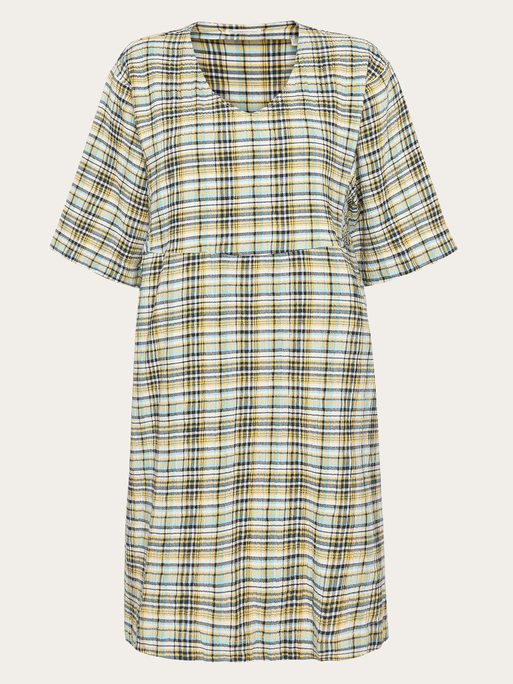 CAVA SEERSUCKER DRESS - BROWN/NAVY Velnica Cotton Seersucker Dress