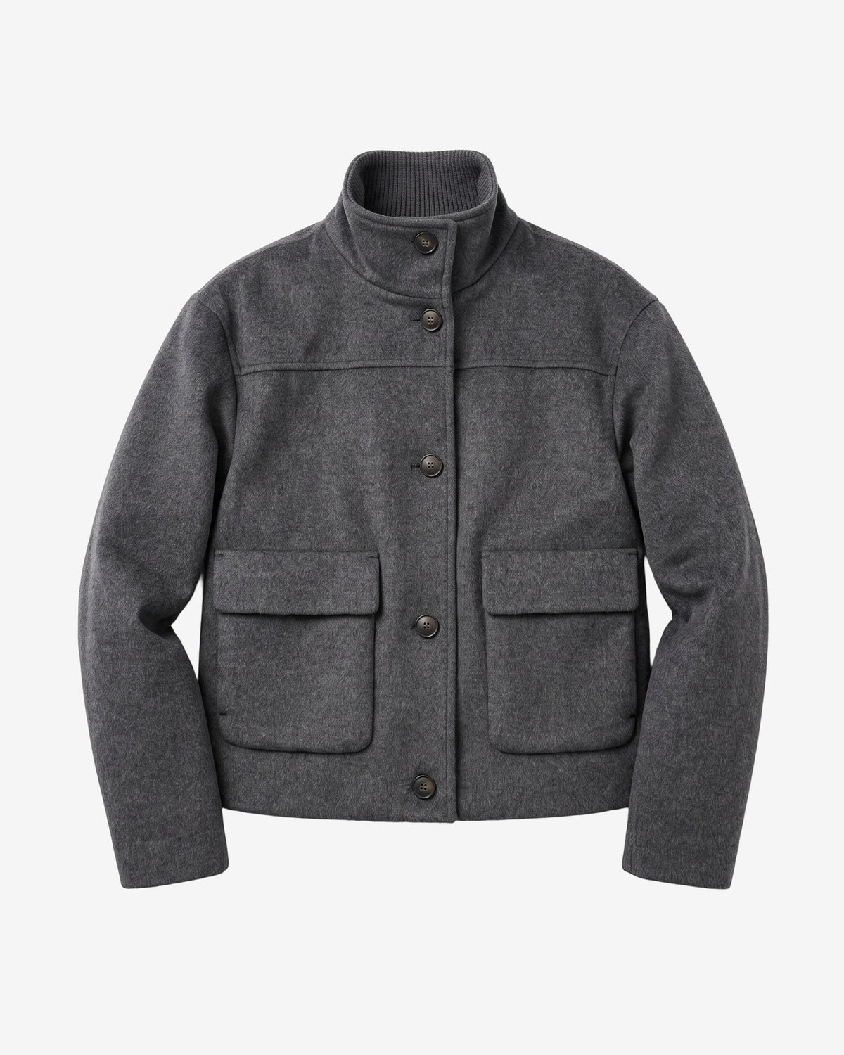 KnowledgeCotton Apparel - WMN Short wool jacket Jackets 1073 Dark Grey Melange