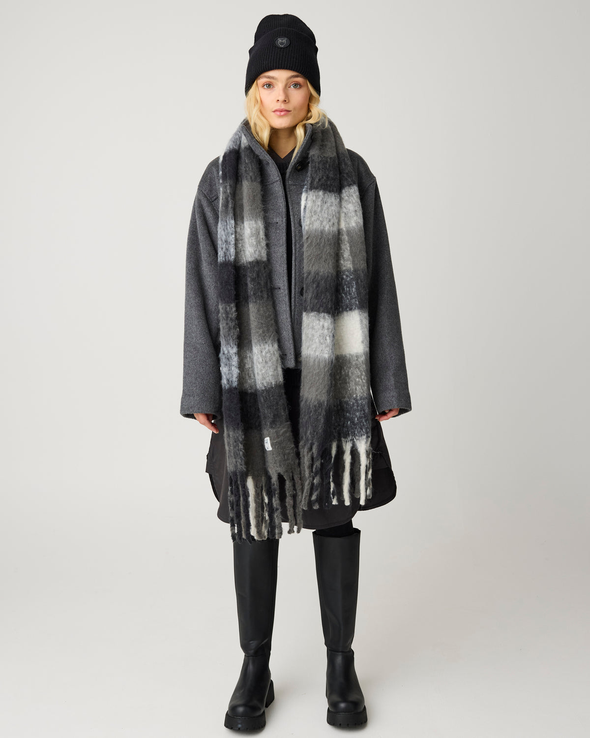 KnowledgeCotton Apparel - WMN Short wool jacket Jackets 1073 Dark Grey Melange