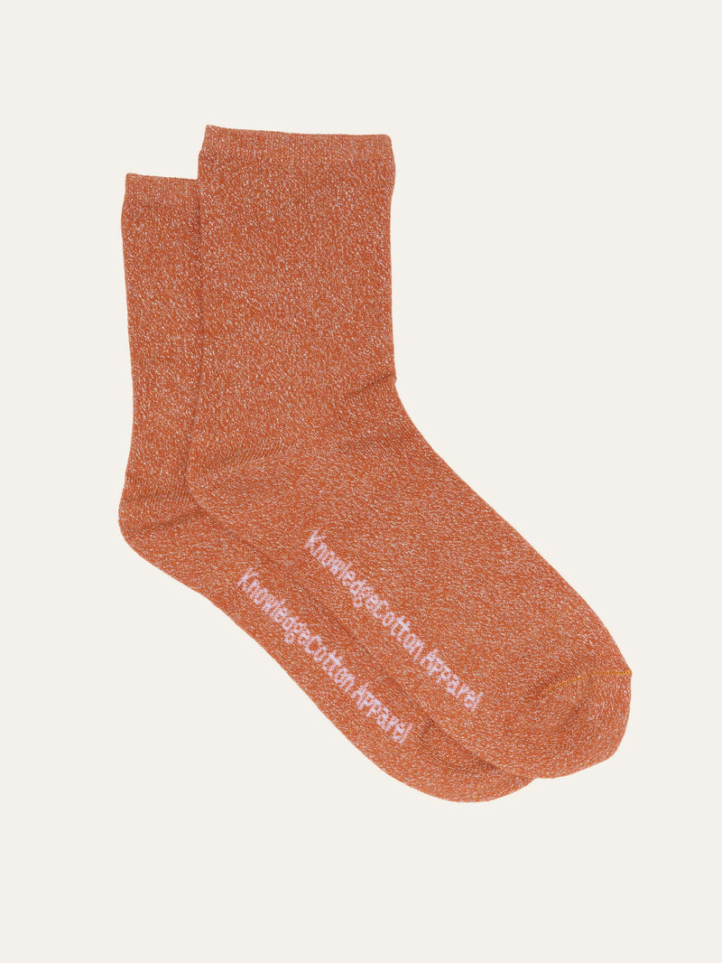 KnowledgeCotton Apparel - WMN Single pack Glitter socks Socks 1367 Autumn Leaf