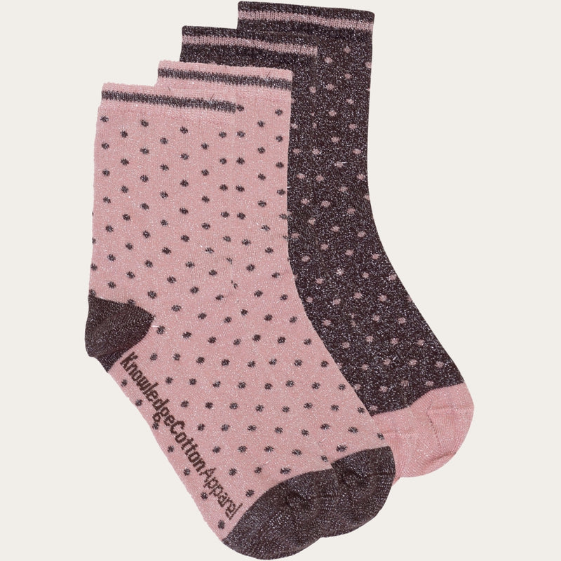 KnowledgeCotton Apparel - WMN Single pack Lurex glitter dot socks Socks 6026 Brown