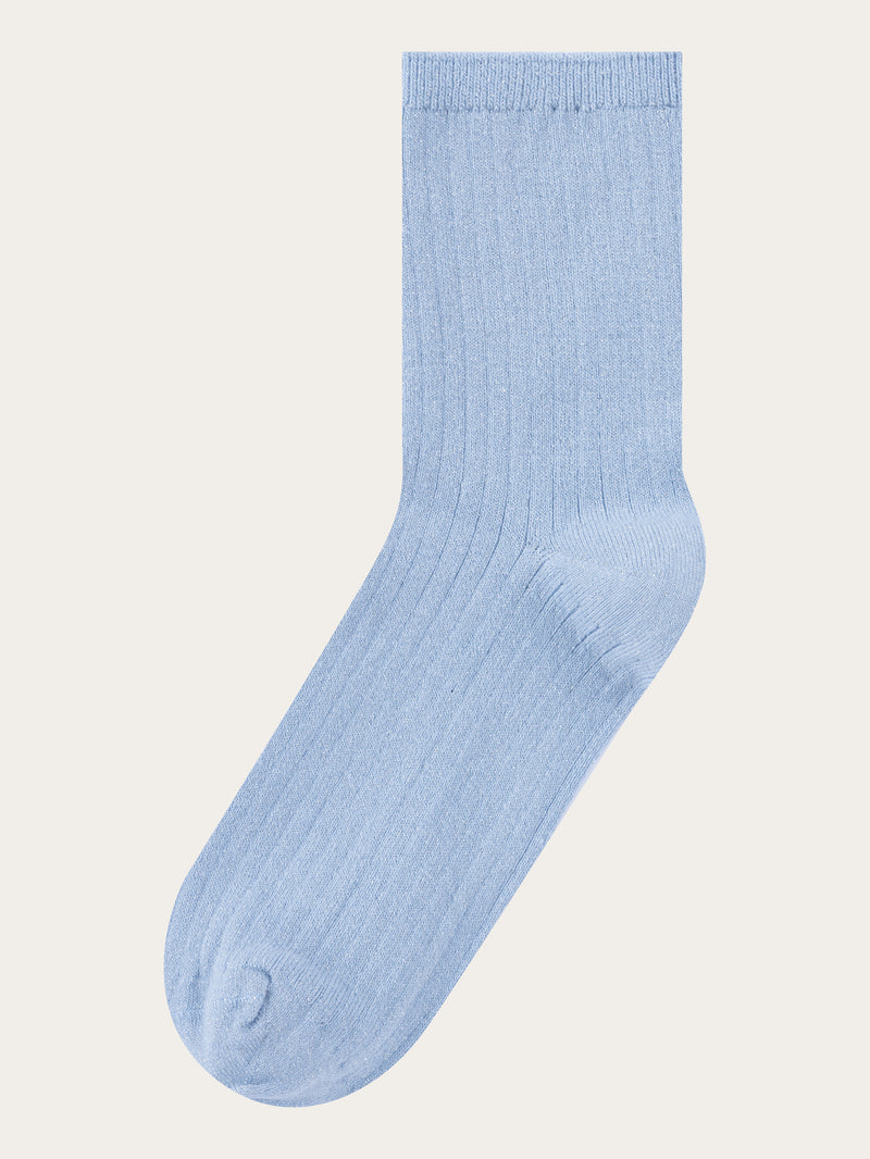 KnowledgeCotton Apparel - WMN Single pack Rib lurex socks Socks 1009 Skyway