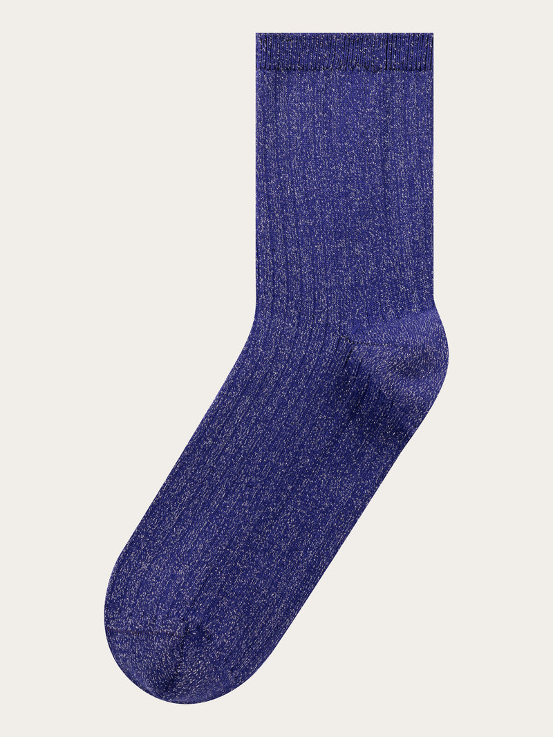 KnowledgeCotton Apparel - WMN Single pack Rib lurex socks Socks 1416 Deep Purple