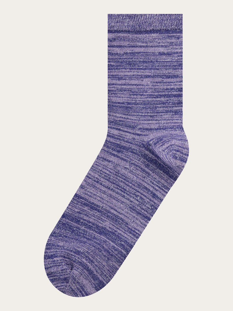 KnowledgeCotton Apparel - WMN Single pack Space dye lurex socks Socks 1418 Violet Tulip