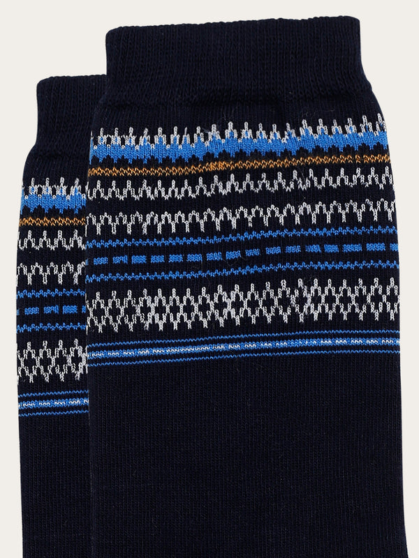 KnowledgeCotton Apparel - MEN Single pack striped sock Socks 8021 Blue stripe