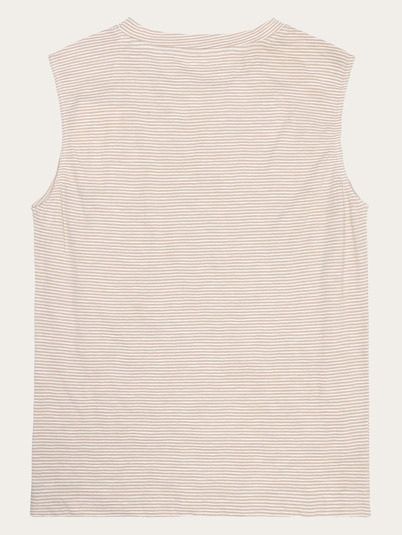 KnowledgeCotton Apparel - WMN Slub tanktop - GOTS/Vegan T-shirts 8033 Creme Stripe