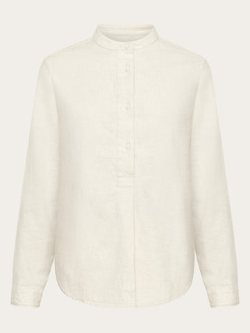 KnowledgeCotton Apparel - WMN Solid flannel tunic shirt - GOTS/Vegan Shirts 1165 Greige