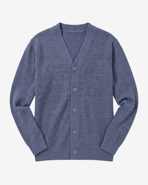KnowledgeCotton Apparel - MEN Soufflé yarn cardigan Knits 1226 Vintage Indigo