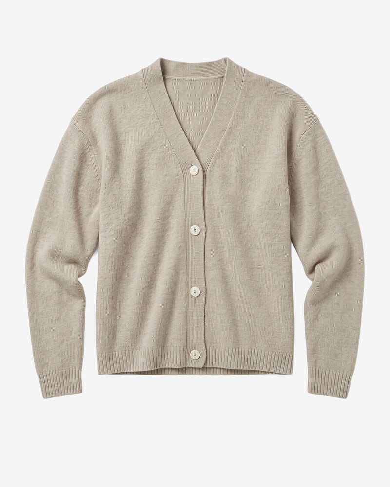 KnowledgeCotton Apparel - WMN Soufflé yarn cardigan Knits 1228 Light feather gray