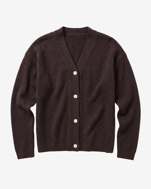 KnowledgeCotton Apparel - WMN Soufflé yarn cardigan Knits 1487 Chocolate Torte